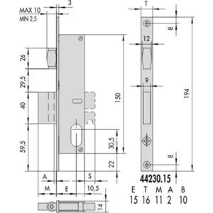 SER.CISA INFILARE X PROF. 1 MAND.+ RULLO FRONTALE MM.16 FORO MM.1544230-15-0 S/CILINDRO  MISURA :15 [ COD. : 4136-15 ]