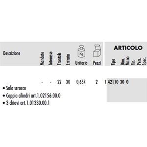 SER.CISA X CANCELLI DOPPIO CILINDRO FISSO SCROCCO FORO MM.30 42110-30-0  [ COD. : 9056 ]