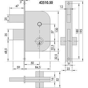 SER.CISA X CANCELLI DOPPIO CILINDRO FISSO 2 MANDATE E SCROCCO FORO MM.50 42510-50-0  [ COD. : 9398 ]