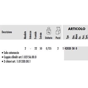 SER.CISA X CANCELLI DOPPIO CILINDRO FISSO 2 MANDATE FORO MM.50 42020-50-0  [ COD. : 9054 ]