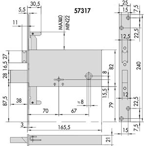 SER.CISA SICUR. D/MAPPA INFILARE X PROFI LATI 3 CHIUSURE + SCROCCO57317-73-0  [ COD. : 7244 ]