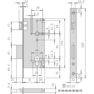 SER.CISA INFILARE X LEGNO C/SCROCCO + 1 MANDATA BOCCHETTA OTT. 5C110-35-0 X DEFENDER  MISURA :35 [ COD. : 572T-35 ]